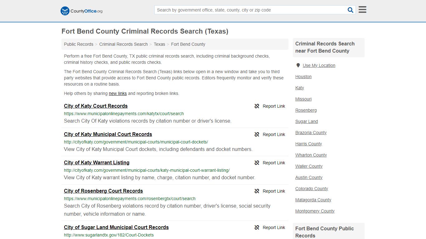 Fort Bend County Criminal Records Search (Texas) - County Office